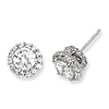 Sterling Silver Cubic Zirconia Halo Earrings