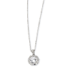 Sterling Silver CZ Round Baguette Halo Necklace 18in