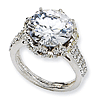 Sterling Silver Fancy CZ Ring with Gallery Accents