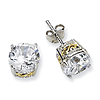 Cheryl M Sterling Silver & Gold-plated 8mm CZ Stud Earrings