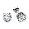 Sterling Silver 8mm Cubic Zirconia Fancy Stud Earrings
