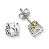 Sterling Silver & Gold-plated XO 6.5mm CZ Stud Earrings