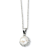 Sterling Silver CZ Freshwater Cultured Pearl 18in Necklace