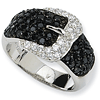 Sterling Silver Black & White CZ Belt Ring