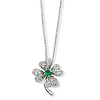 Sterling Silver Simulated Emerald CZ Clover 18in Necklace