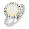 Sterling Silver Synthetic Opal CZ Halo Ring