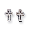 Sterling Silver 3/8in Mini Textured Cross Earrings