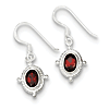 Sterling Silver Fancy Garnet Dangle Earrings 