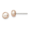 Sterling Silver Peach Cultured Pearl Button Earrings