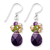 Amethyst Peridot Chips and Cultured Peach Pearl Earrings