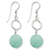 Sterling Silver Green Jade Dangle Earrings with Open Circles