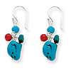 Sterling Silver Howlite Turquoise Red Coral Earrings