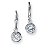 Sterling Silver CZ Bezel Leverback Earrings