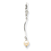 Sterling Silver Cultured Pearl Leverback Curved Dangle Earrings