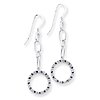 Sterling Silver Black and White CZ Circle Dangle Earrings