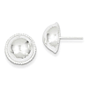 Sterling Silver 13mm Beaded Button Earrings