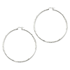 Sterling Silver Satin Diamond-cut Round Hoop Earrings 2 1/2in