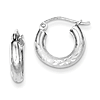 Sterling Silver Satin and Diamond-cut Hoop Earrings 1/2in