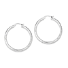 Sterling Silver Satin Diamond-cut Hoop Earrings 2 1/2in