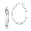 Sterling Silver Flat Oval Hoop Earrings Polished Finish 1 1/4in