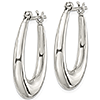 Sterling Silver 1 1/8in Oval Hoop Earrings