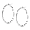 Sterling Silver 1 1/2in Oval Hoop Earrings with Omega Backs