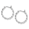 Sterling Silver Twisted Polished Round Hoop Earrings 7/8in