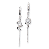 Sterling Silver Spiral CZ Dangle Hoop Earrings