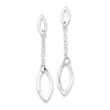 Sterling Silver 2in Fancy Pinched Ovals and Chain Post Earrings