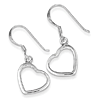 Sterling Silver 1 1/8in Heart Dangle Earrings