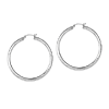 Sterling Silver Satin and Diamond-cut Hoop Earrings 2in