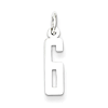 Sterling Silver Small Elongated Number 6 Pendant