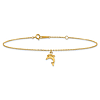 10k Yellow Gold Dolphin Charm Anklet 10in