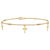 10k Yellow Gold Cross Charms Anklet 9in