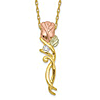 10k Tri-Color Black Hills Gold Diamond Rose Necklace