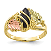 10k Tri-Color Black Hills Gold Marquise-cut Onyx Ring