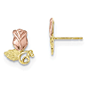10k Black Hills Gold Rose Post Earrings