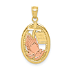 10k Two-Tone Gold Praying Hands Pendant 3/4in