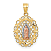 10k Two-tone Gold with Rhodium Our Lady of Guadalupe Pendant 5/8in