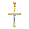 10k Yellow Gold and Rhodium Crucifix Pendant 1.5in