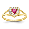 10k Yellow Gold Red and White Cubic Zirconia Heart Ring