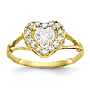 10k Yellow Gold Halo Style Cubic Zirconia Heart Ring