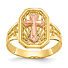 10k Two-tone Gold Filigree Cross Ring