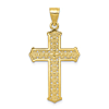 10k Yellow Gold Fancy Diamond-cut Passion Cross Pendant 1in