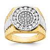 10k Two-tone Gold Men's Cubic Zirconia Halo Cluster Ring
