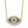 10k Yellow Gold White and Blue CZ Evil Eye Necklace