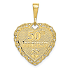 10k Yellow Gold 50th Anniversary Heart Pendant 3/4in