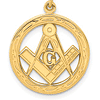 10k Yellow Gold Round Masonic G Compass and Square Charm 3/4in
