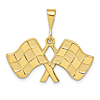 10k Yellow Gold Car Racing Flags Pendant