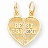 10kt Yellow Gold 5/8in Best Friend Break Apart Charm